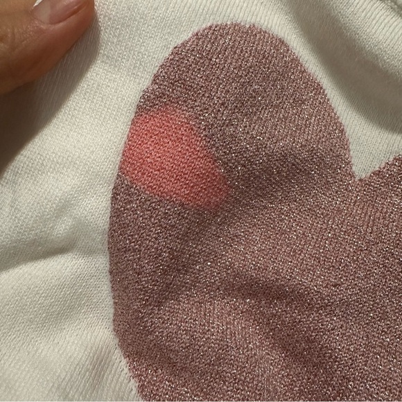 J crew Girls' pink shimmer heart sweater - Picture 3 of 3